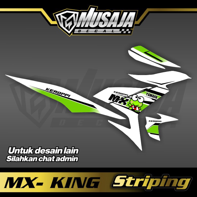 Decal Striping mx king keropi putih hijau simple - bebas custom