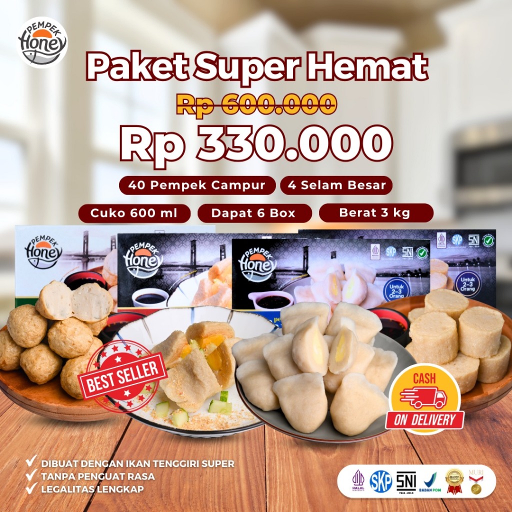 

Pempek Honey Paket Super Hemat. Pempek Palembang Asli. Mpek-mpek Palembang