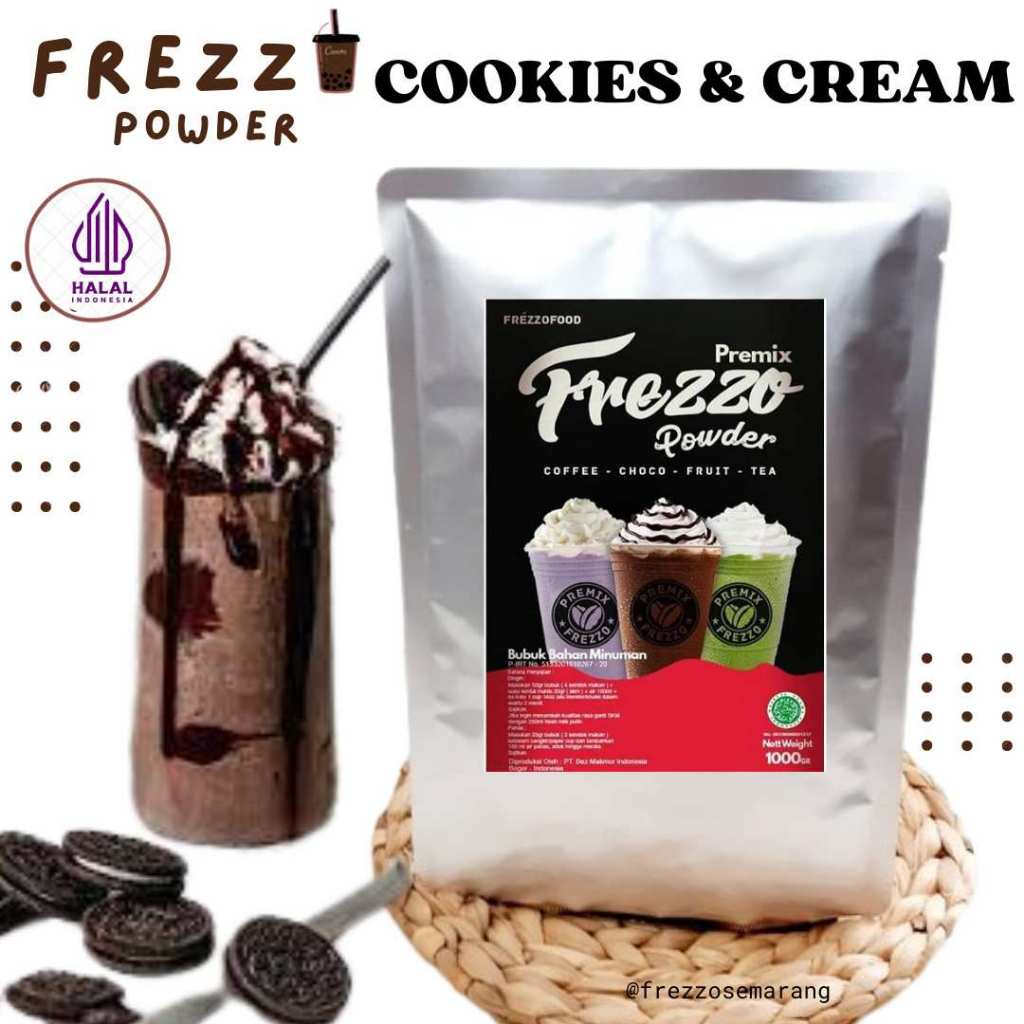 

BUBUK MINUMAN INSTAN 1 KG RASA COOKIES & CREAM FREZZO POWDER DRINK KUKIS & KRIM COKLAT | SERBUK