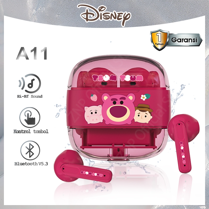 	 Disney A11 Earphone Nirkabel Bluetooth 5.3 TWS Headset Super Bass Kebisingan Reduc Imut Headphone Musik Dengan Mic 100% Ori	