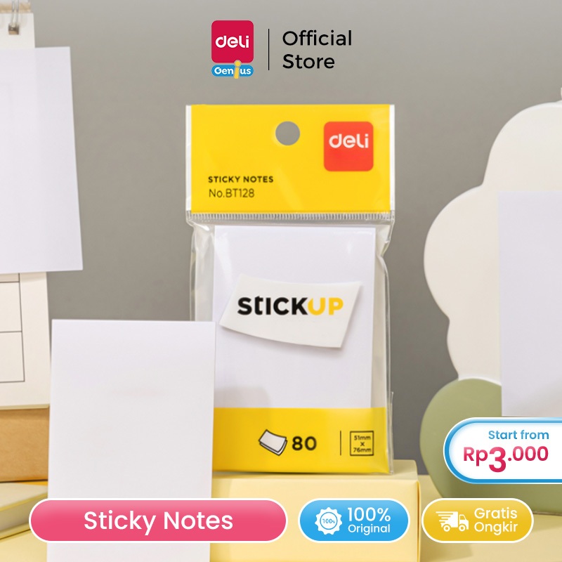

Deli Memo Tempel / Sticky Notes 80 Lembar Warna Putih BT1XX