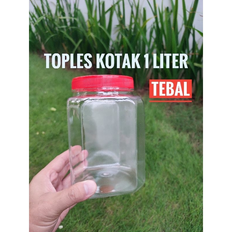 Toples Kotak 1 Liter / Toples Plastik 1000ml / Toples Kue Kering / Toples Cupang