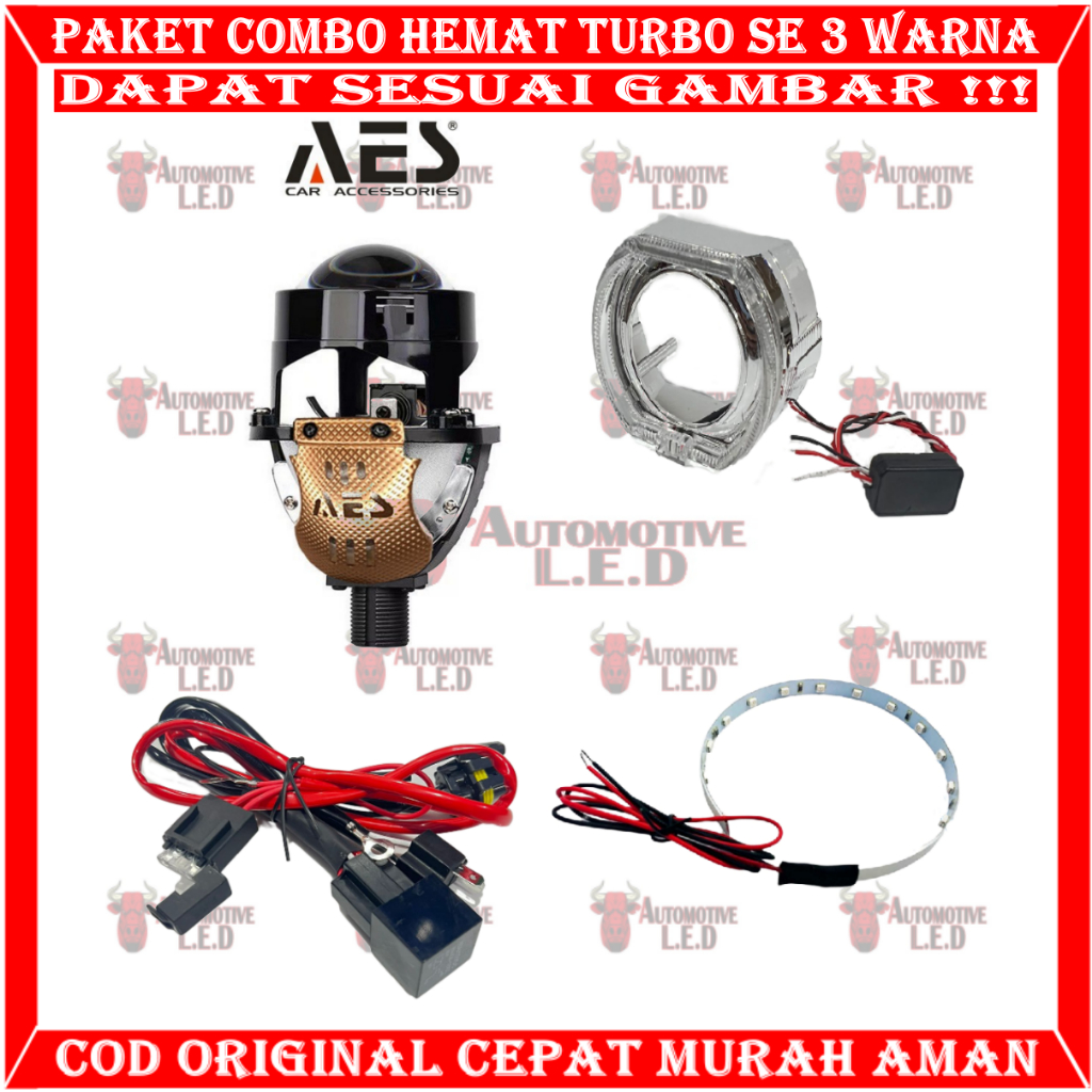 COMBO PAKET HEMAT BILED TURBO SE ALL WEATHER 3 WARNA 55 WATT ORIGINAL BILED  WST AES PAKETAN SHROUD 2,5 INCHI | BILED PROJECTOR WST PAKETAN SHROUD BMW MOTOR