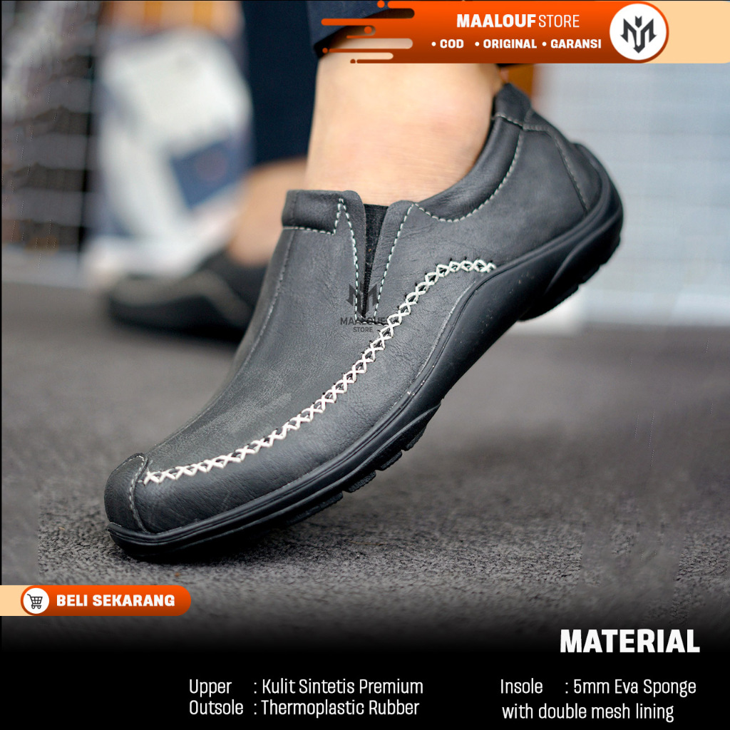 MLF x ZILAND - Sepatu Undangan Pria Formal Resmi Gereja Pesta Kondangan Slip On Kulit Sapi Asli Ciba