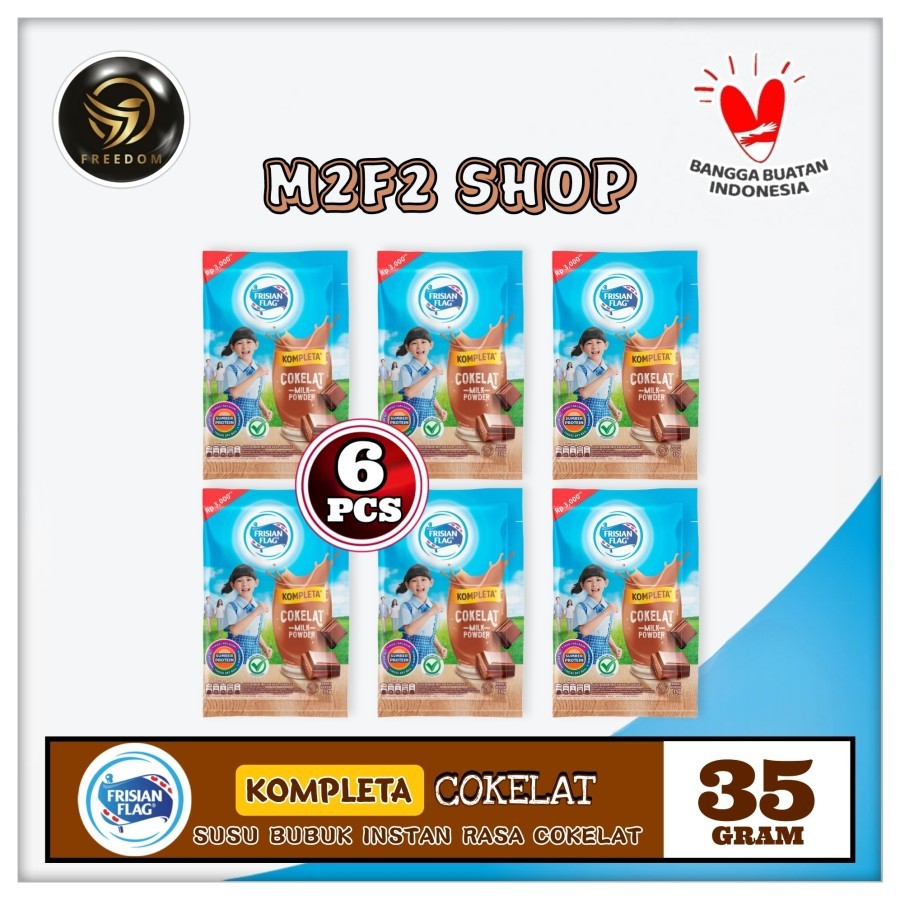 

Susu Frisian Flag Kompleta Bubuk Sachet Cokelat - 35 gr (Kemasan 6 Pcs)