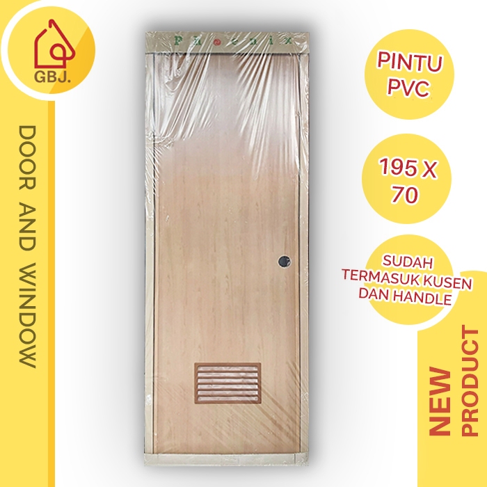 PINTU KAMAR MANDI PVC MOTIF KAYU 195 X 70 + HANDLE PINTU + KUSEN / PINTU PVC
