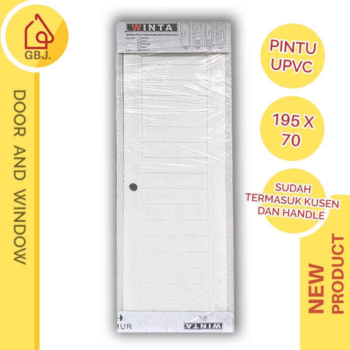 PINTU KAMAR MANDI UPVC 195 X 70 PUTIH + HANDLE PINTU + KUSEN WINTA / PINTU UPVC