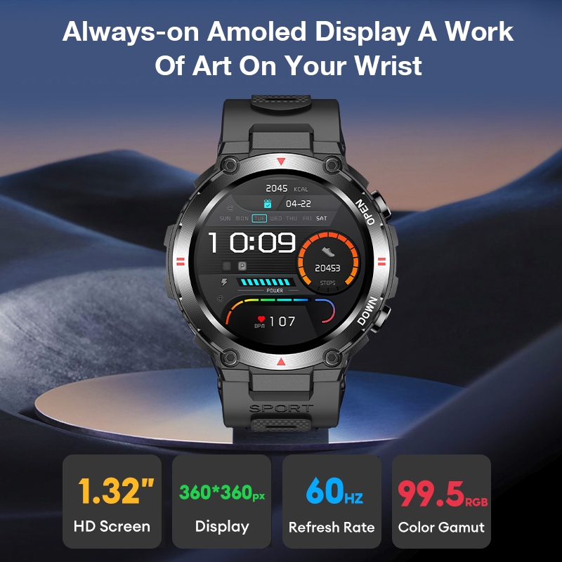 AITO Tetra R2 Smartwatch Waterproof IP68 Bluetooth Call Jam Tangan Pria Sleep Heart Rate Blood Pressure Monitoring Jam Tangan Wanita Sport Watch 400mAh Super Long Standby SmartWatch-2