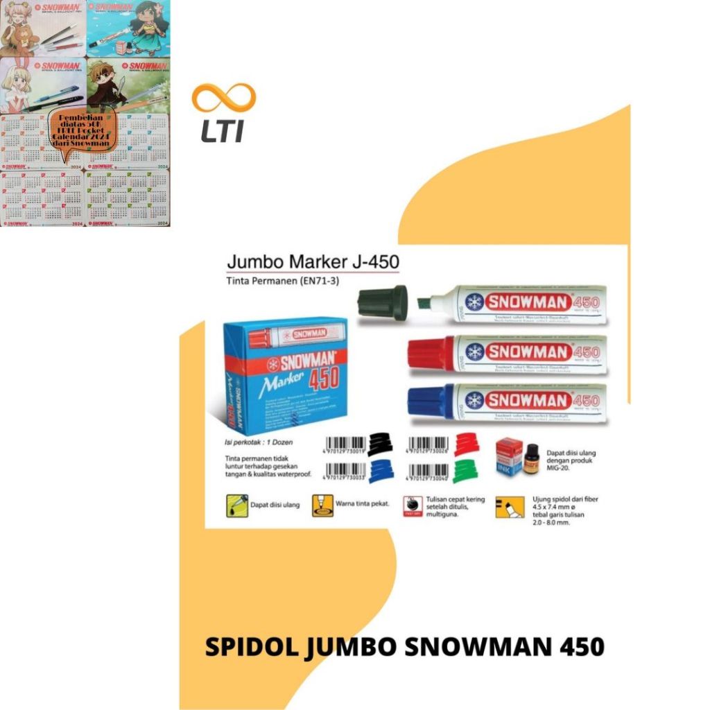 

Spidol Snowman Permanen Jumbo J 450 - HEMAT