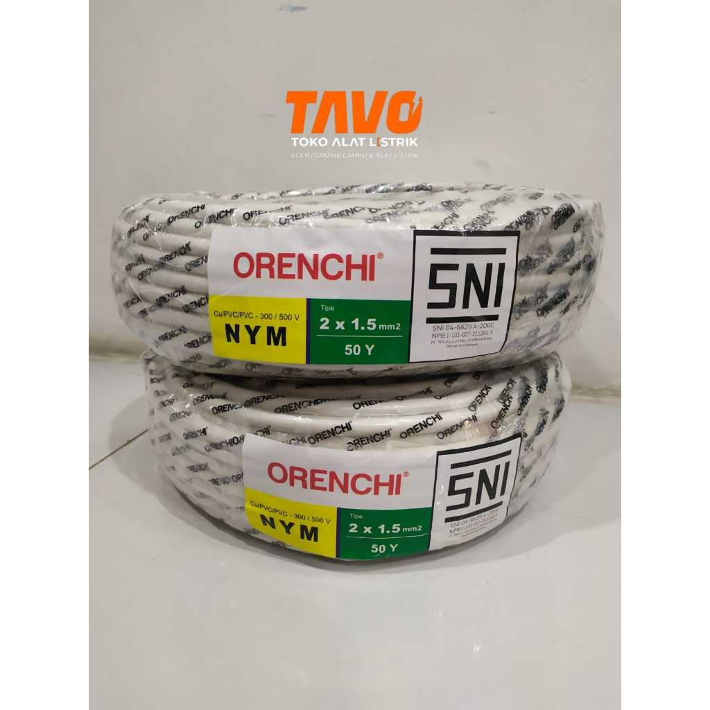 Kabel Listrik SNI LMK Venice SPIN 2x1,5 50 Yard Kabel Kawat Orenchi Tembaga Asli NYM 2X1,5 TEMBAGA M