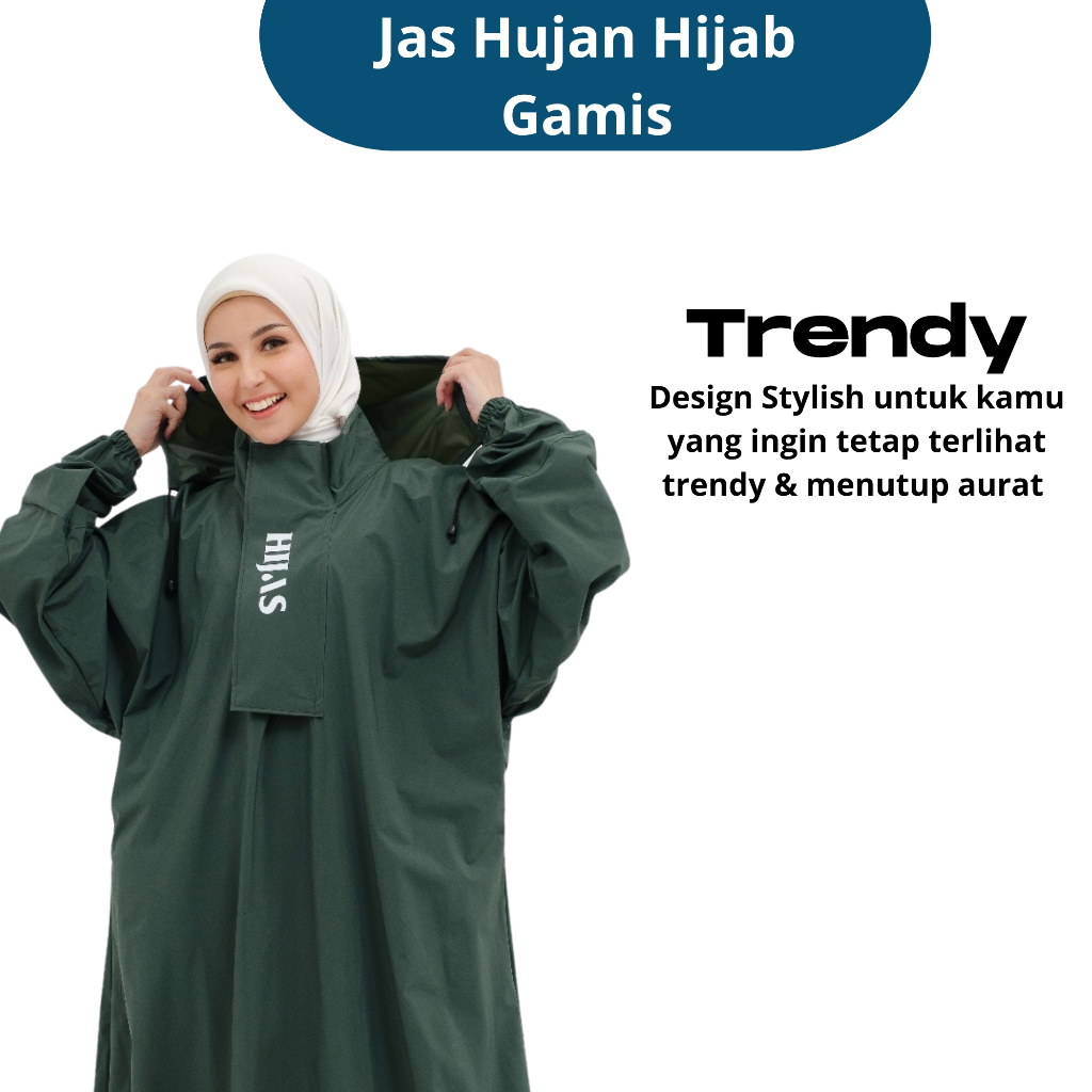 Jas Hujan Gamis Muslimah Mantel Hujan HIjab Muslim Wanita Premium Murah Bahan BerKulitas Nyaman Anti Tembus Rembes Air Hujan