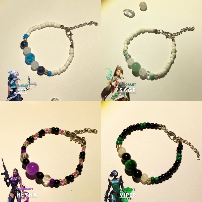 Valorant Bracelet | Gelang Valorant | Gelang Manik Valorant | Gelang Jett Sage Reyna Viper Fade | Ak