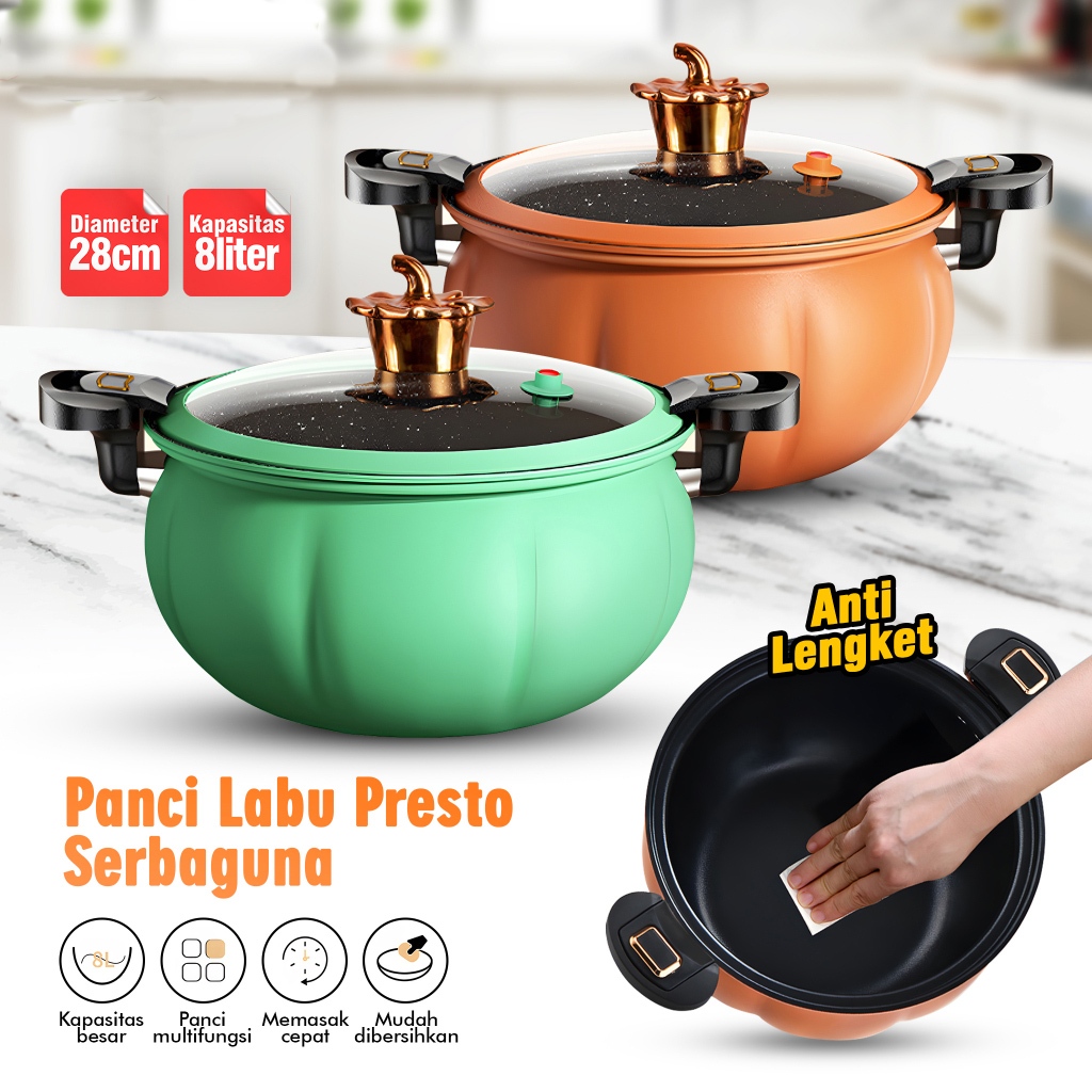 COD Joymart Panci Presto Labu 8L Wajan Panci Presto Coating Batu Multifungsi Premium Quality