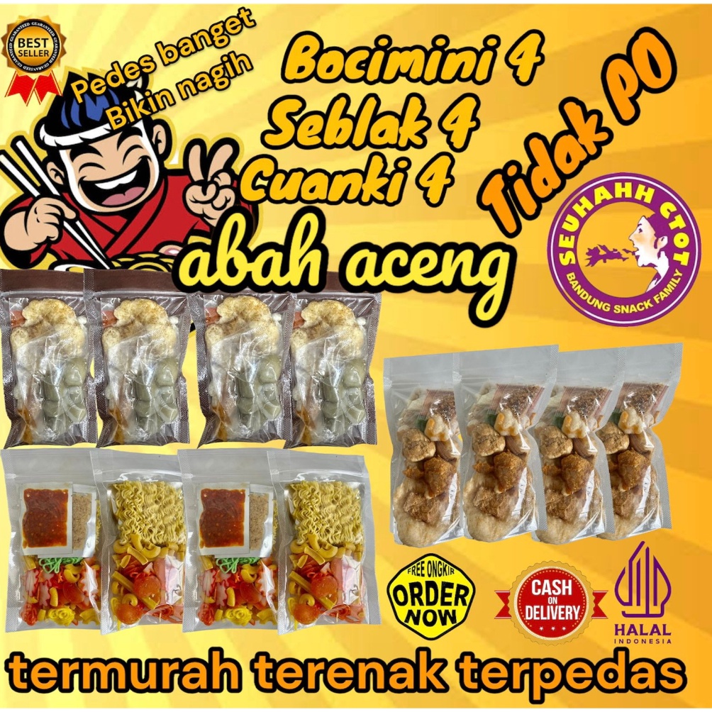 

Top Murah MIX 4 BASO ACI, 4 SEBLAK, 4 CUANKI INSTAN ABAH ACENG