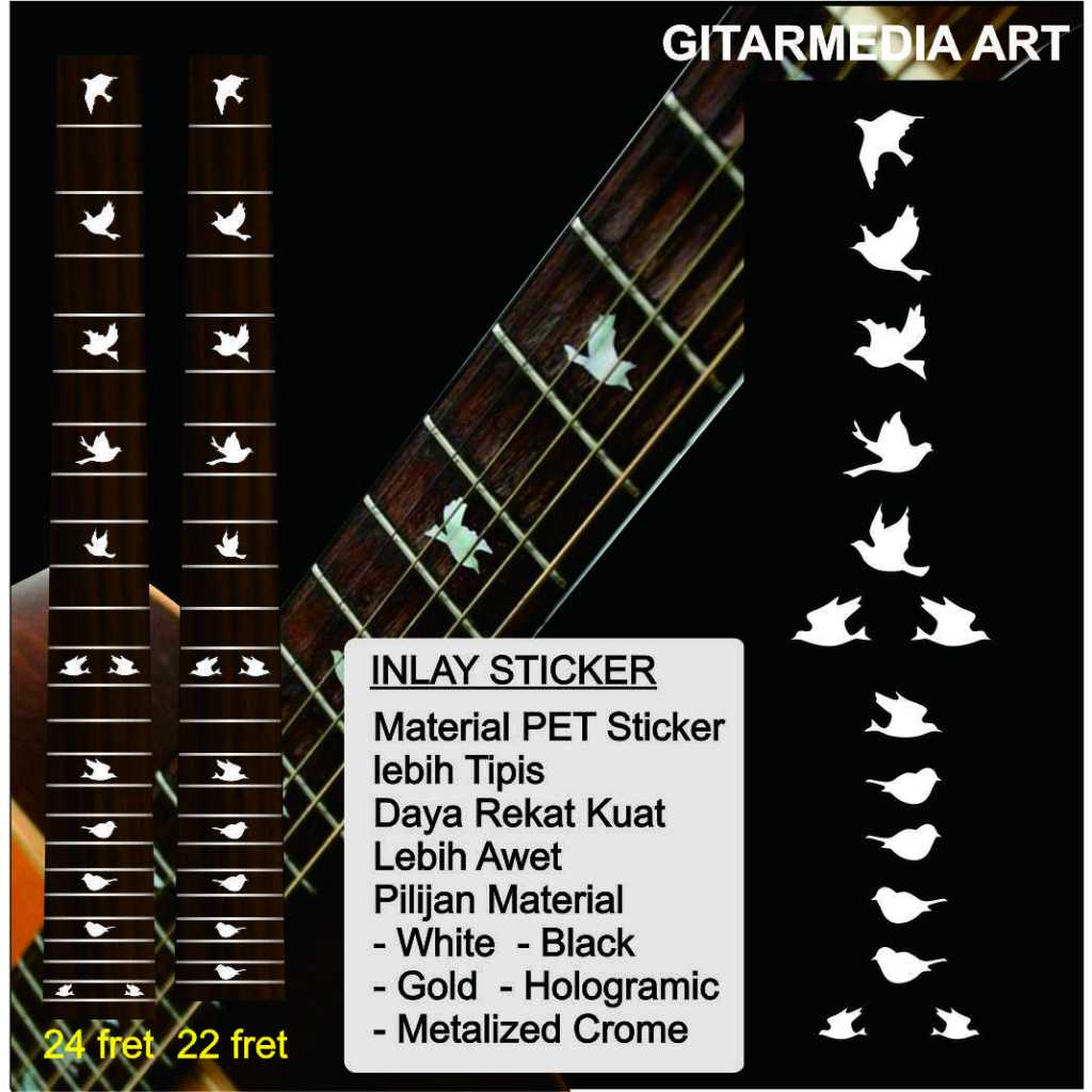sticker decal inlay burung merpati dove fretboard gitar stiker inlay gitar akustik elektrik gbson do