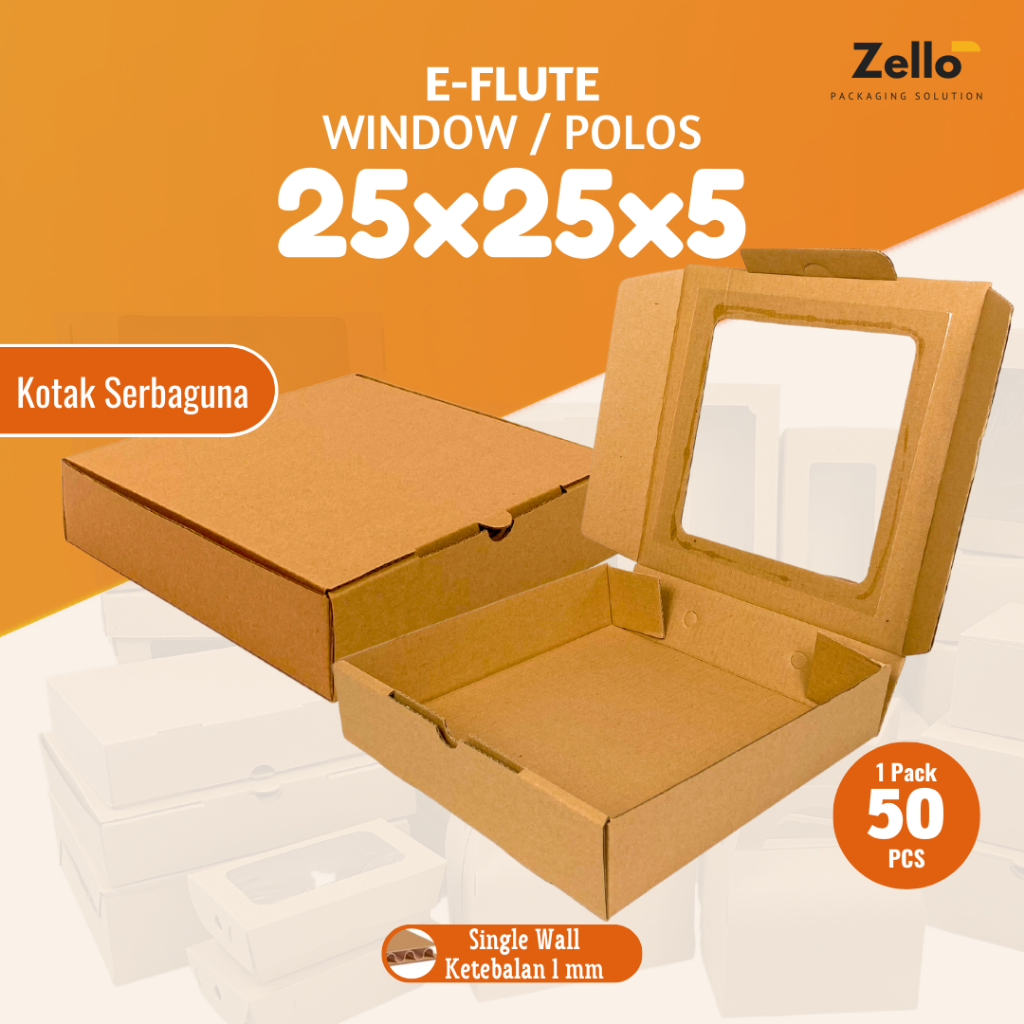 

E-Flute Kotak Hampers Souvenir Kemasan Packing Baju Kue Cookies Parcel 25x25x5 25x25x4.5 cm