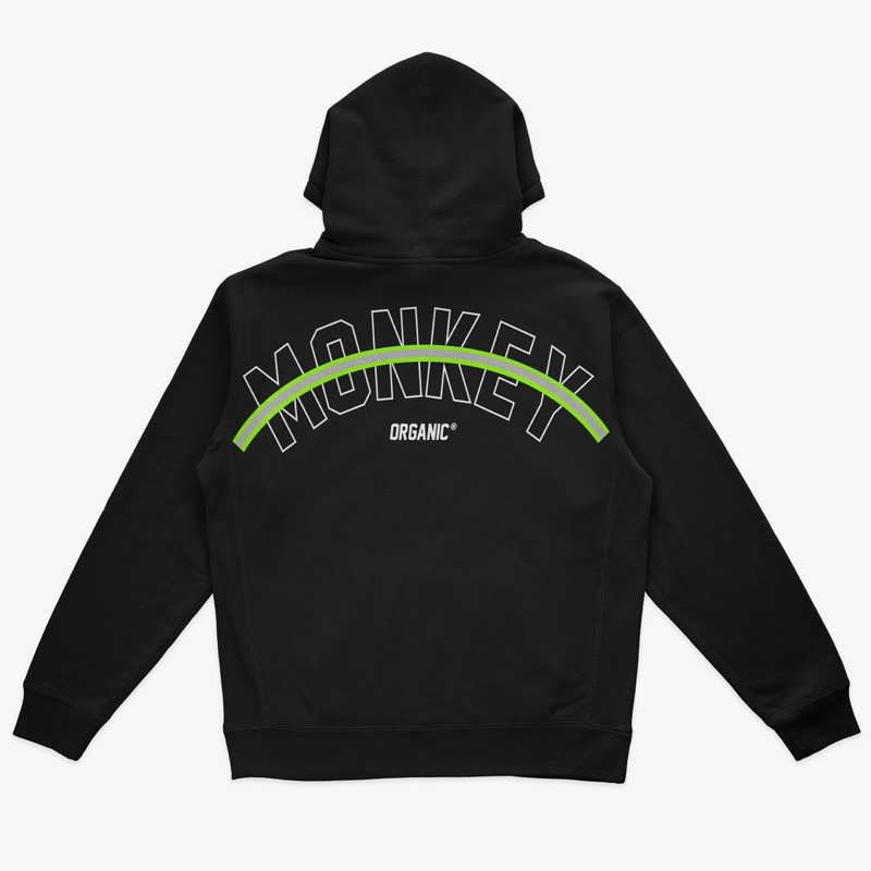 Sweater Pullover Hoodie Monkey Organic Original BLACK Gsm 300