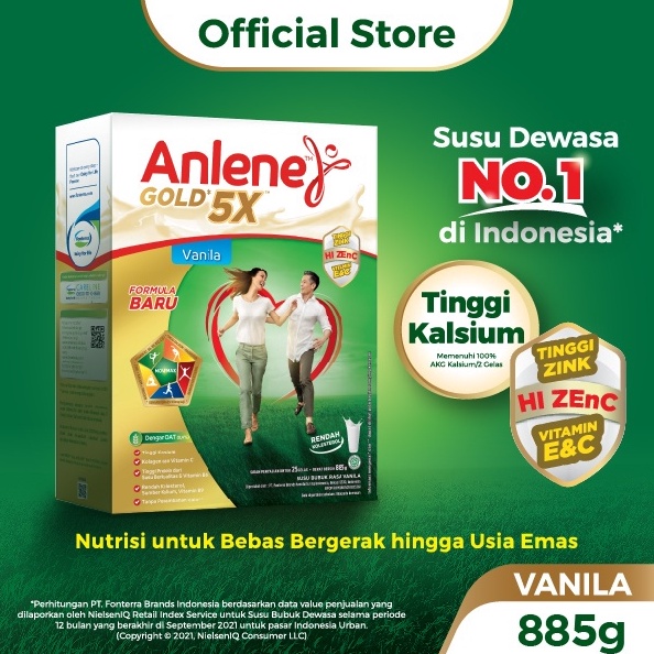 

✨Mall✨ Anlene Gold 5X Susu Bubuk Dewasa Vanila 885g - Nutrisi Tinggi Kalsium Untuk Tulang, Sendi, dan Otot grosir