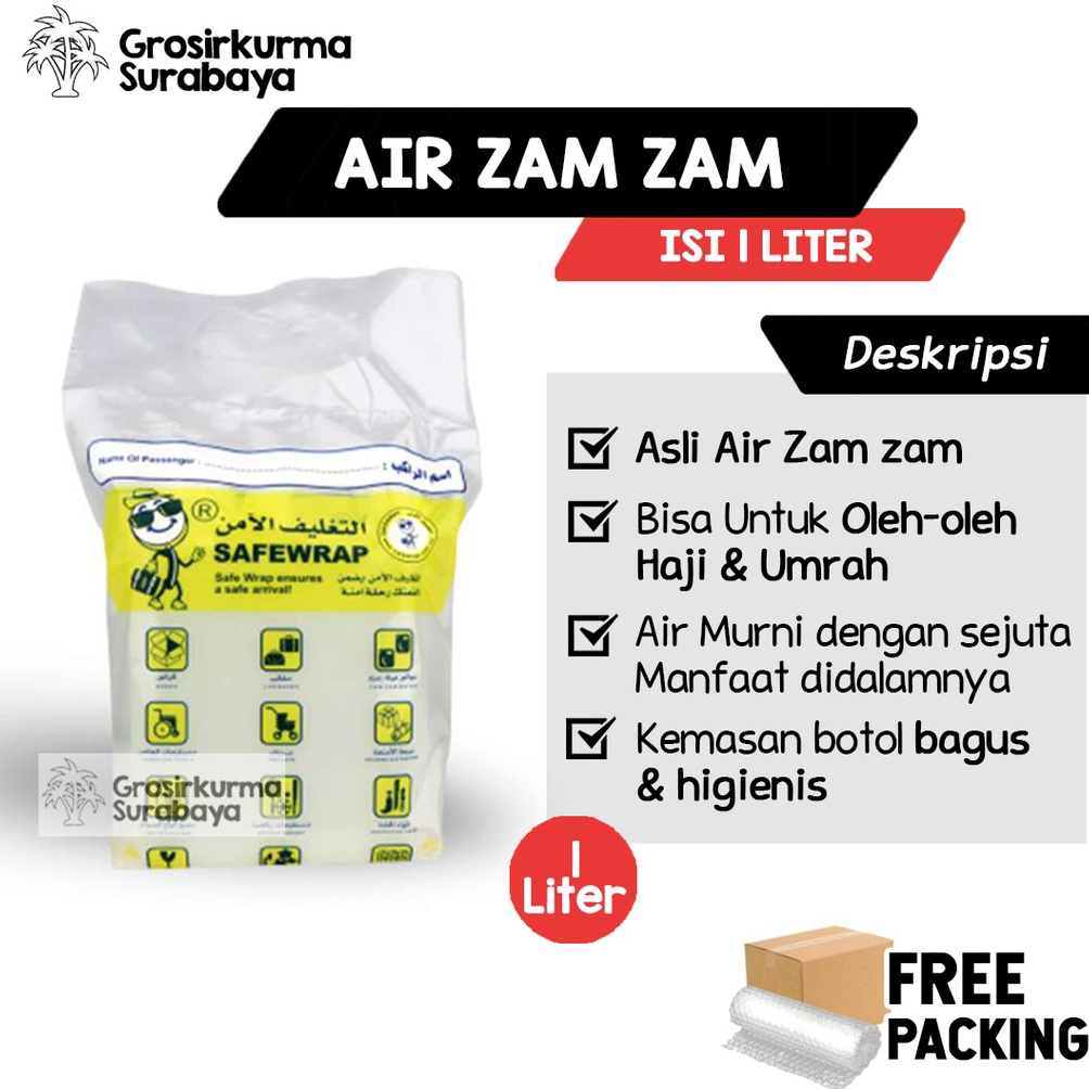 

COD ASLI AIR ZAMZAM 1 LITER 100% Zam-zam Dari Arab Saudi Untuk Souvenir Oleh oleh Haji Umroh Solusi Sehat Stock Banyak ̿