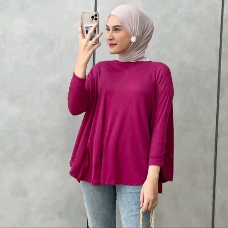 BM  - Olivia Blouse Atasan Wanita jumbo Kaos wanita Jumbo Oversize Lengan Panjang Grosir
