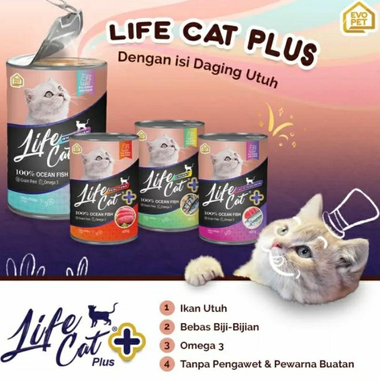 

[KODE PRODUK 9AHON8170] LIFE CAT KALENG PLUS 400 GRAM