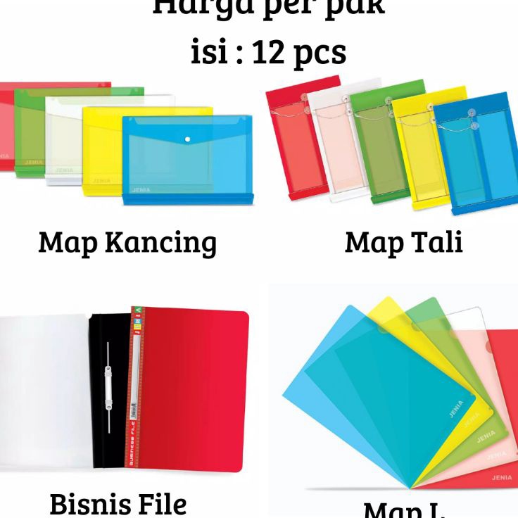 

[KODE PRODUK JZ7DT8169] (12 pcs) Map plastik folio , Map kancing / Map bisnis file /Map Tali / Map L / clear sleaves