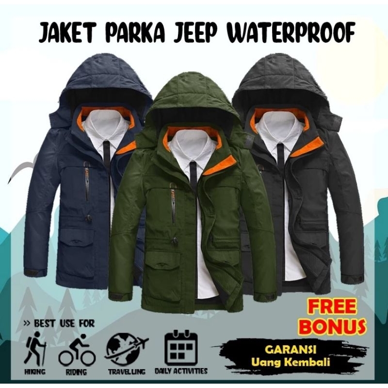 Jaket Parka Jeep Hoodie Resleting Jaket Original Parka 3 pilihan warna jeep