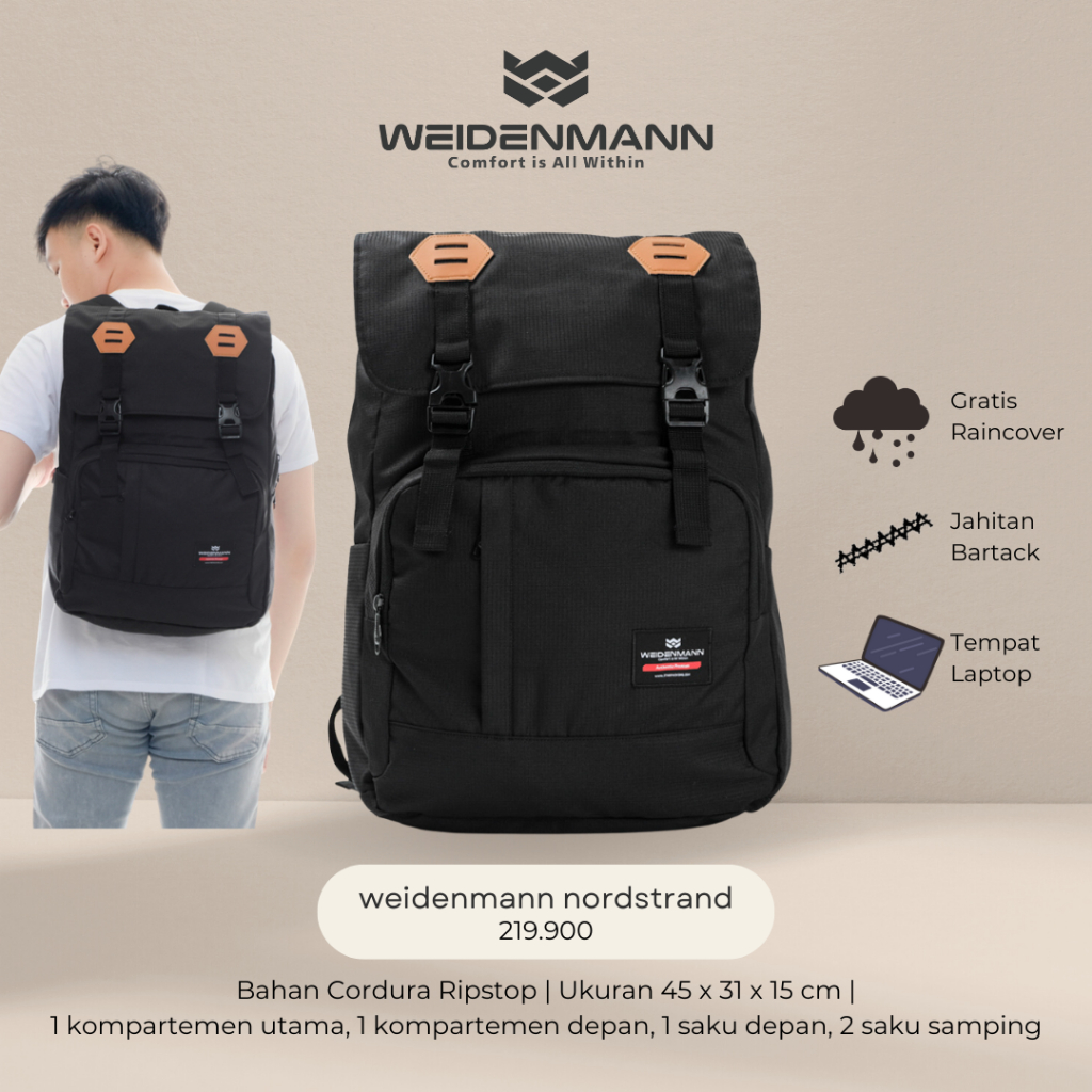 WeidenmannNordstrandTasRanselPriaBackpackHitam