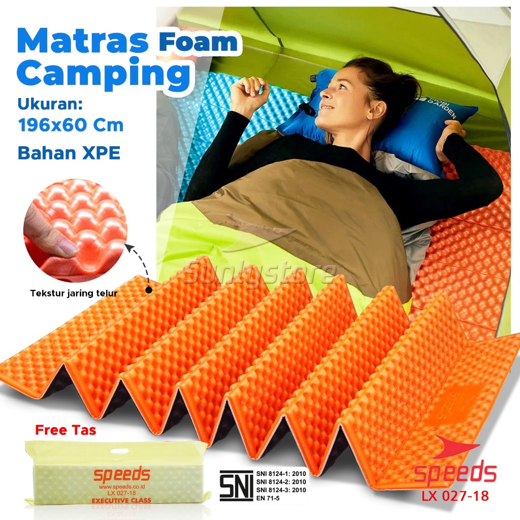 SPEEDS Matras Camping Kasur Tidur Gunung Matras Lipat Duduk XPE Polos Olahraga Yoga Baby Tebal