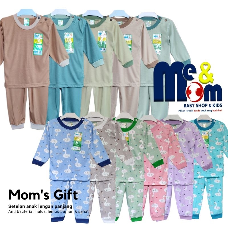 Mom's Gift (MG) Setelan baju piyama bayi dan anak, lengan panjang, bahan Premium (usia 0-3 tahun)