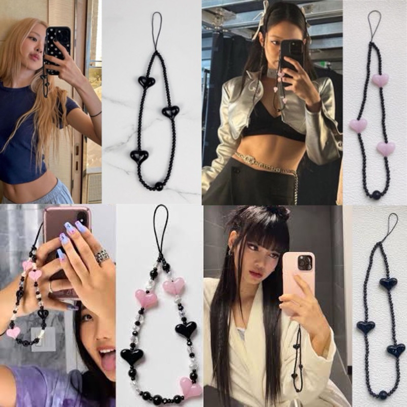 gantungan hp manik hati love , k-pop BLACKPINK JENNIE JISOO LISA ROSE