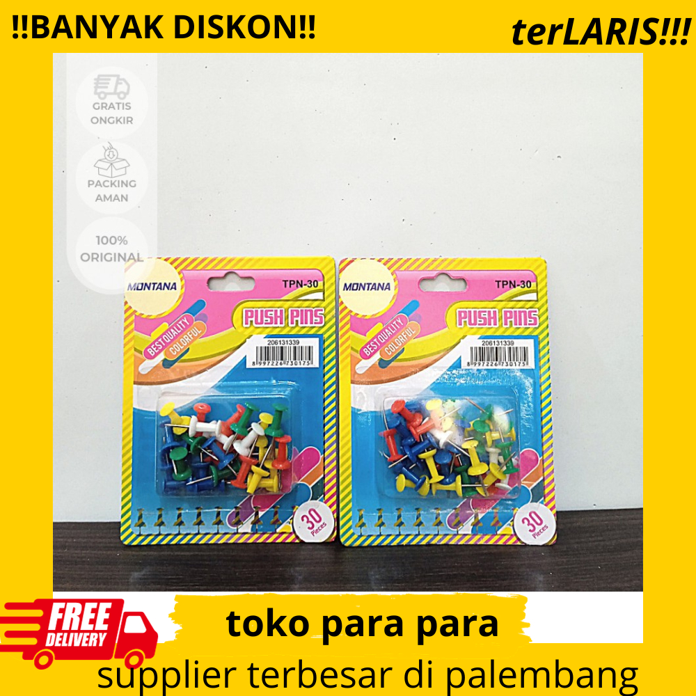 

Push Pins Paku Pin Mading Jarum Tekan Montana 30 Pcs