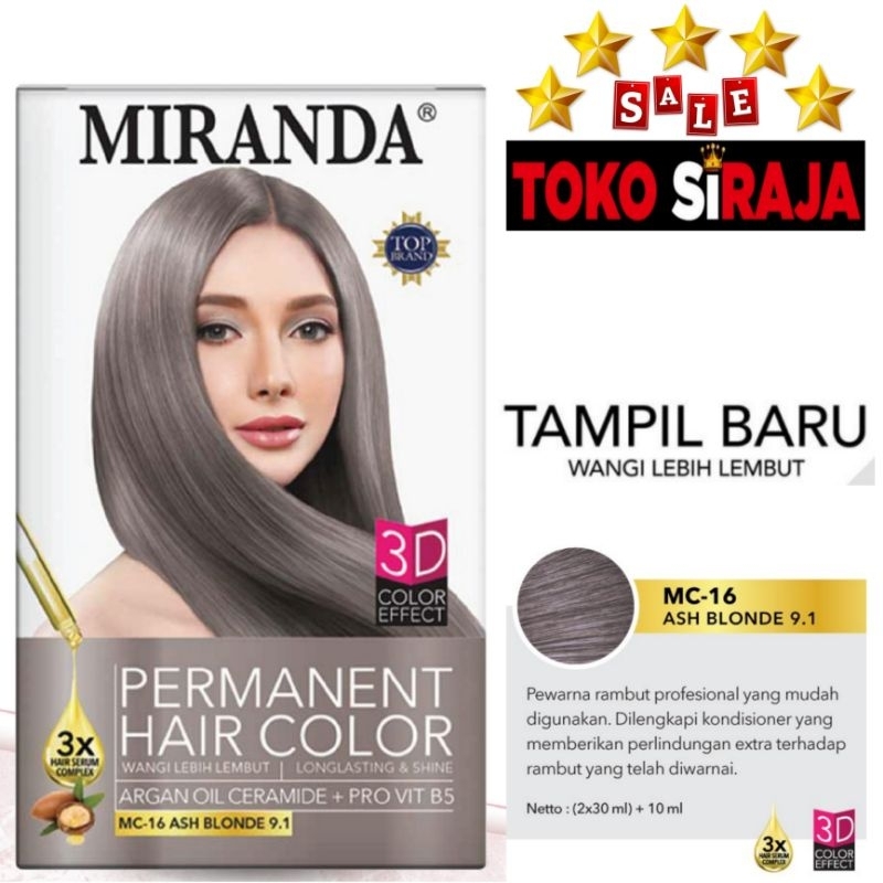 MIRANDA ASH BLONDE MC-16 SEMIR RAMBUT PEWARNA HAIR COLOR WARNA BLONDE