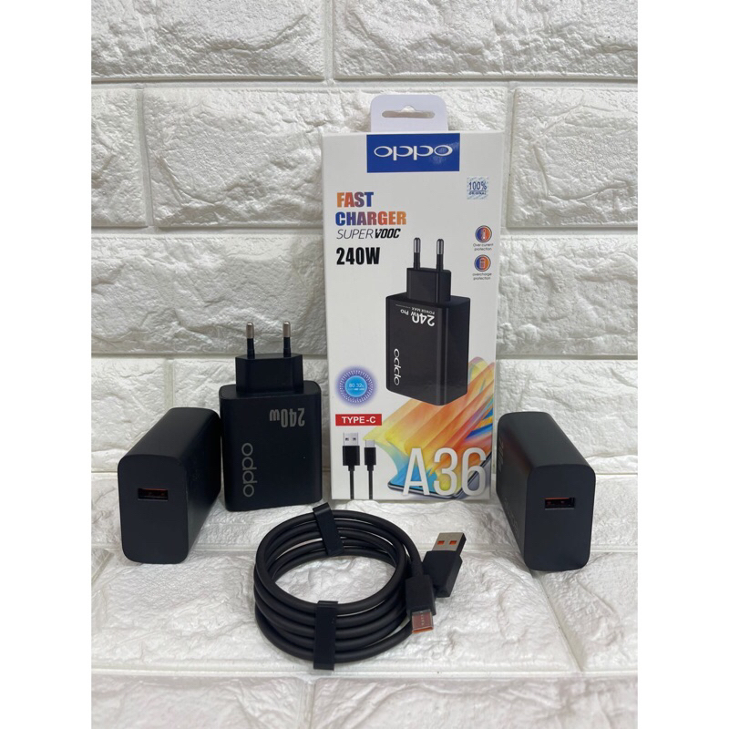 Charger Casan Ori Oppo A36 240W Full Black Colokan Type C Support FastCharging & VOOC
