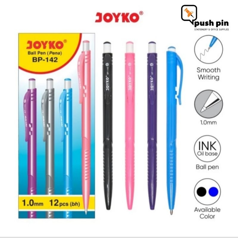 

Joyko Ball Pen Pulpen Pena BP-142 1.0 mm 1 Box 12 Pcs