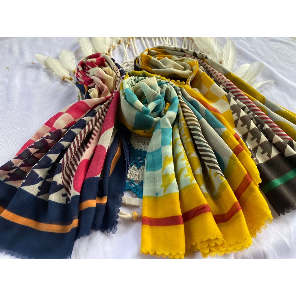 hijab motif terkini bahan voal ultrafine