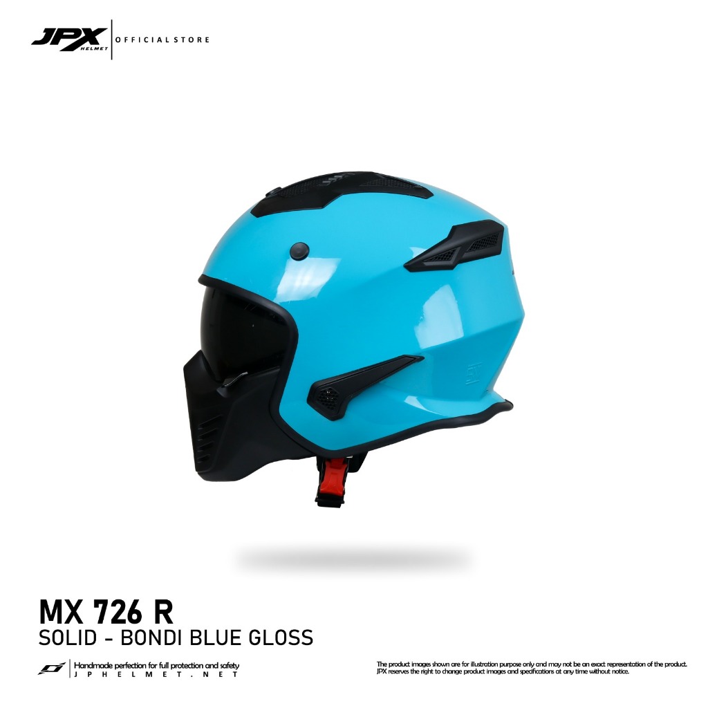 Special Promo Helm Full Face JPX MX-726R NEW Solid - Bondi Blue Gloss