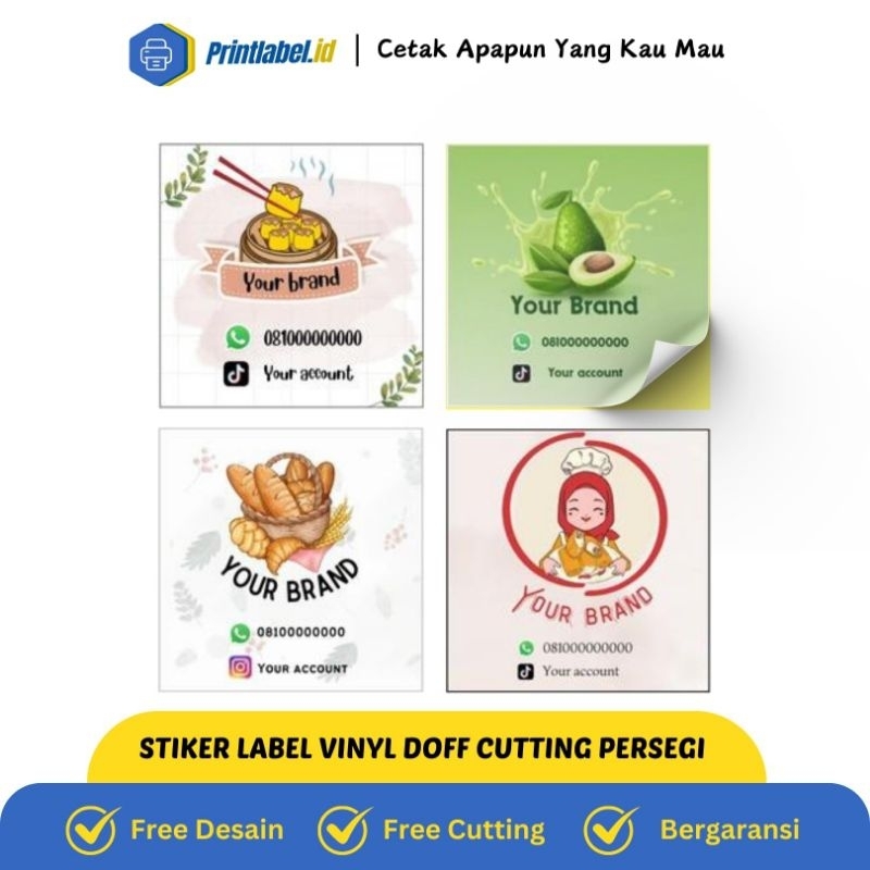 

Label Stiker Kemasan Makanan Nama Toko Anti Air Laminasi Doff Label Bulat dan Kotak