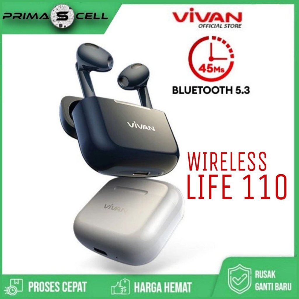 Headset Bluetooth  Vivan Life 110 TWS Wireless Earbuds Bluetooth 5.3