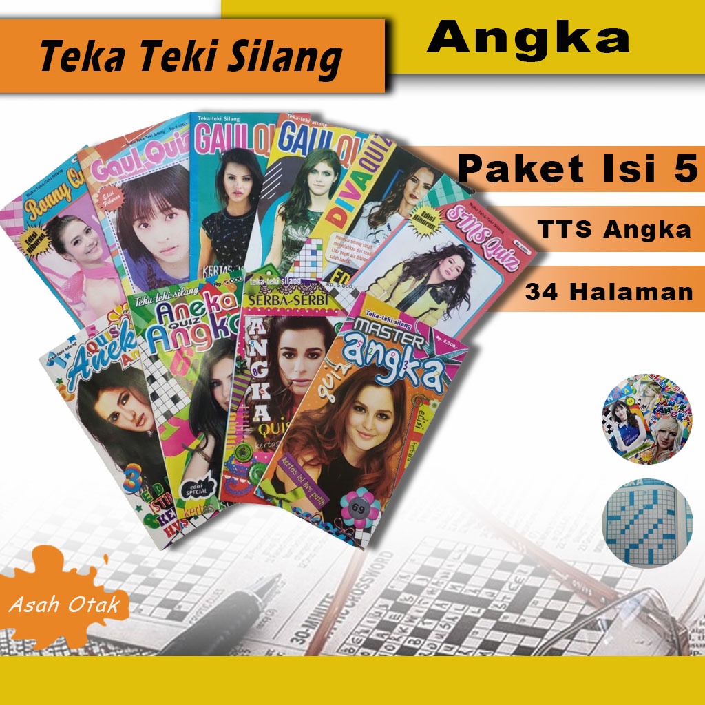 Paket Isi 5 TTS Teki teki Silang Angka Asah Otak - Buku Teka Teki Silang Angka