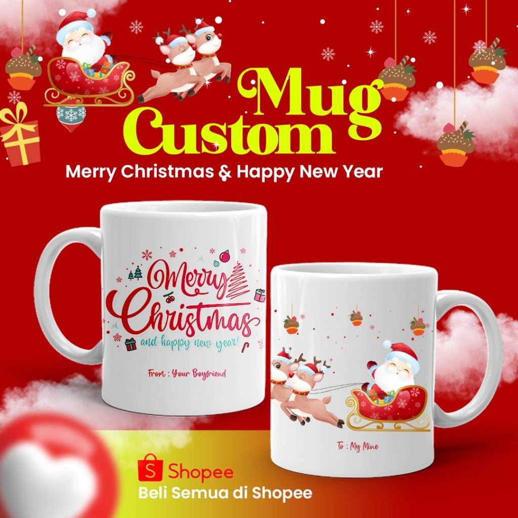 MUG NATAL / MUG CUSTOM NATAL / CETAK MUG / MUG SOUVENIR / KADO NATAL / HADIAH NATAL / CHRISTMAS XMAS