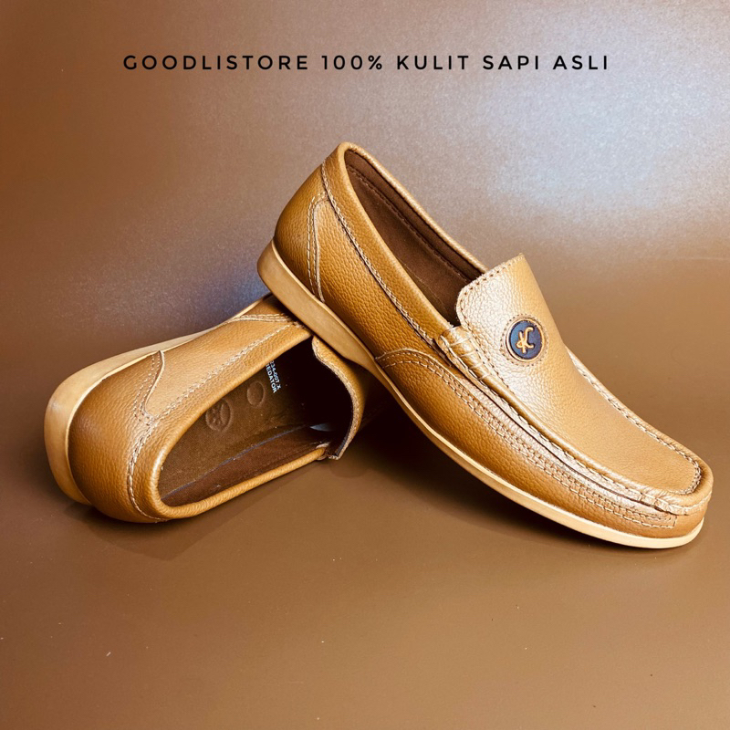 sepatu pria casual kulit sapi asli slip on