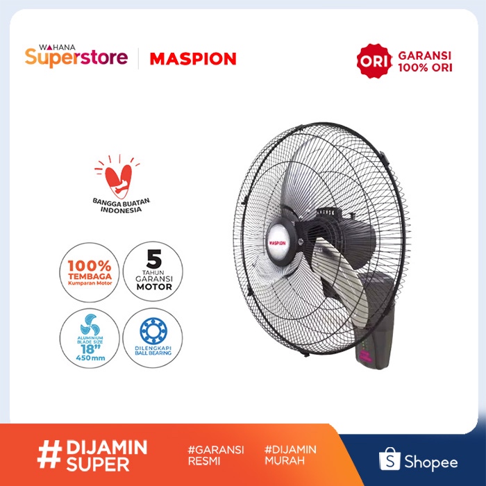 Maspion Kipas Angin Dinding Wall Fan 18 inch - PW1811RC | PW 1811 RC