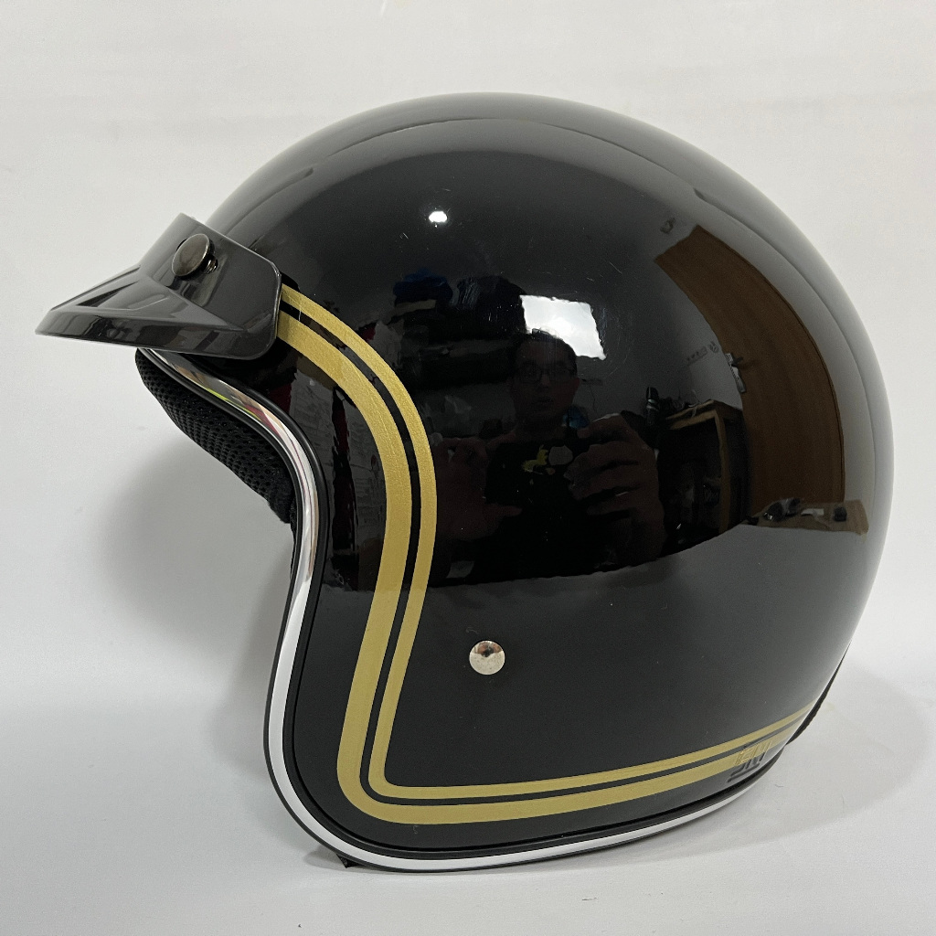 Helm CRX Bogo Hitam Glossy - Helem Helmet SNI Dewasa Retro Polos Solid ORI Premium Classic Retro