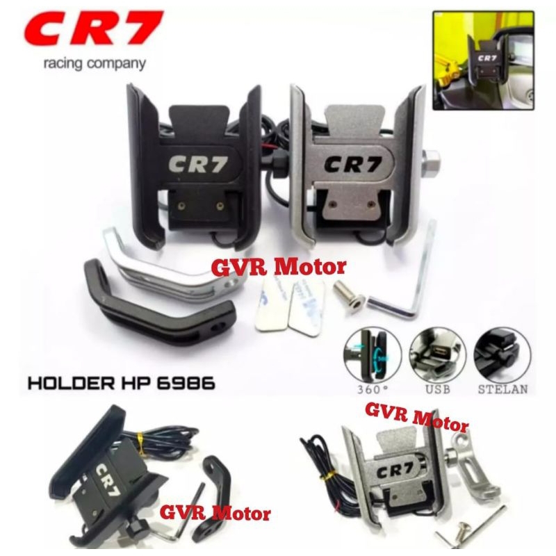 HOLDER HP PLUS CHARGER HP USB PORT MOTOR CR7 UNIVERSAL FULL CNC