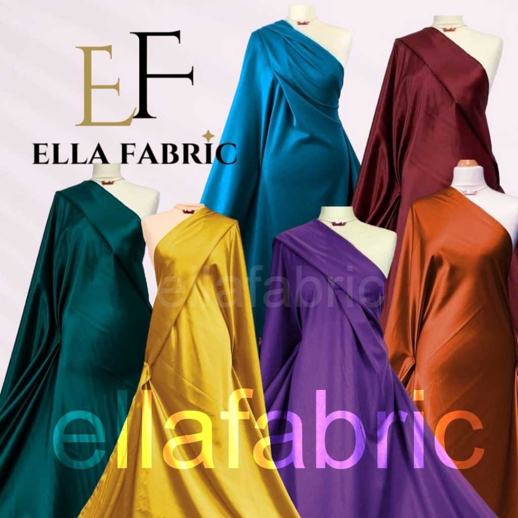 1 (SATU) Meter Kain Satin Silk Sutra Velvet Premium warna Bold Vibrant