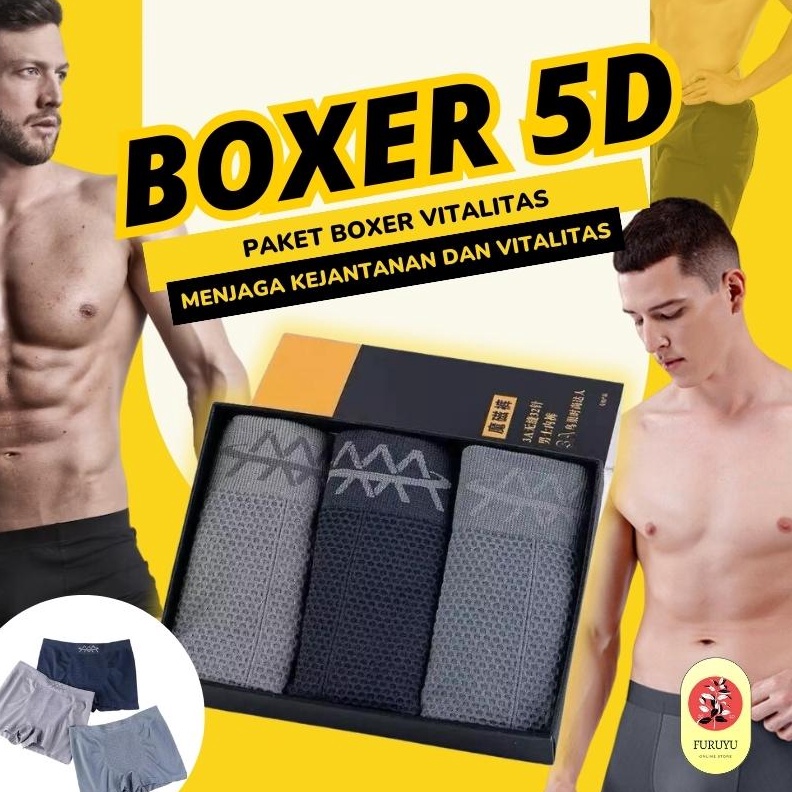 COD Celana Dalam 5D Magnetic Premium Boxer Therapy Kesehatan Vitalitas Pria Bahan Seamless Original 
