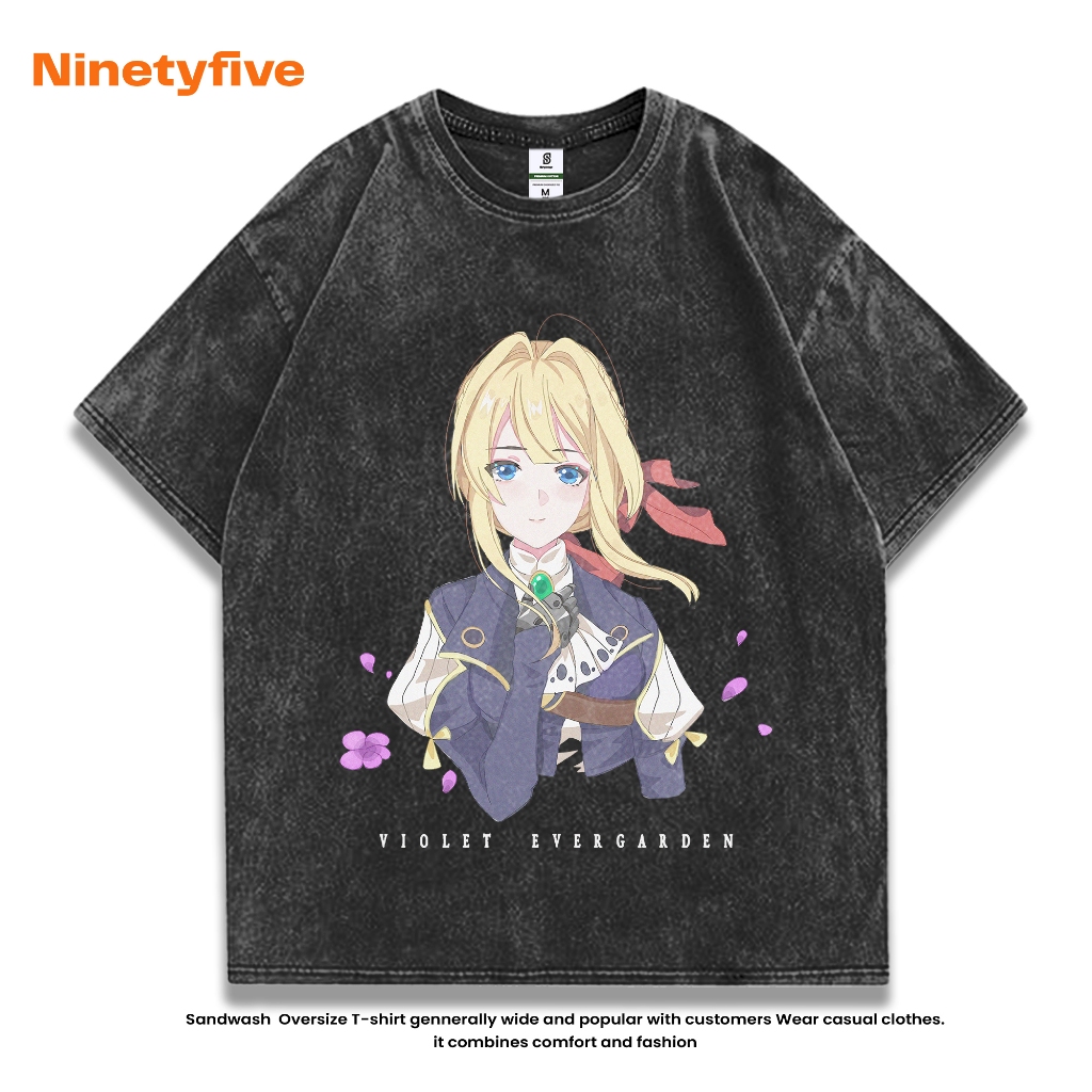 Violet Evergarden T-shirt Anime Shirt Style Oversize Black Washing