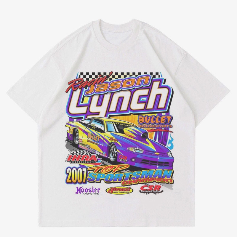 KAOS VINTAGE NASCAR RUMBLE WHITE | T-SHIRT RACING CAR | KAOS MOBIL BALAP NASCAR