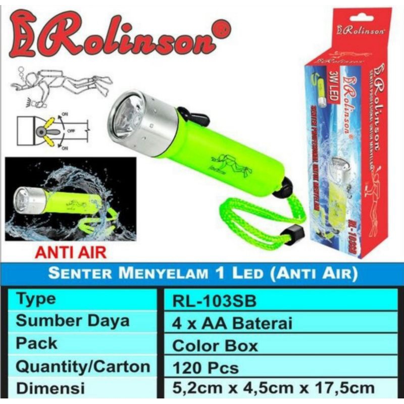 Senter Selam LED Diving Rolinson RL-103SB Menyelam
